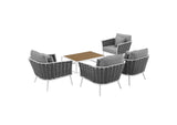 EEI-3321-WHI-GRY-SET Stance 5 Piece Outdoor Patio Aluminum Sectional Sofa Set By Modway