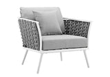 EEI-3321-WHI-GRY-SET Stance 5 Piece Outdoor Patio Aluminum Sectional Sofa Set By Modway