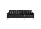 EEI-3385-SLV-BLK Loft Tufted Vegan Leather Sofa By Modway