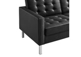 EEI-3385-SLV-BLK Loft Tufted Vegan Leather Sofa By Modway
