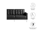EEI-3385-SLV-BLK Loft Tufted Vegan Leather Sofa By Modway