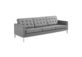 EEI-3385-SLV-GRY Loft Tufted Vegan Leather Sofa By Modway