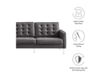 EEI-3385-SLV-GRY Loft Tufted Vegan Leather Sofa By Modway