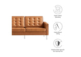 EEI-3385-SLV-TAN Loft Tufted Vegan Leather Sofa By Modway