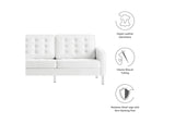 EEI-3385-SLV-WHI Loft Tufted Vegan Leather Sofa By Modway