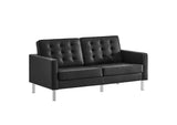 EEI-3388-SLV-BLK Loft Tufted Vegan Leather Loveseat By Modway