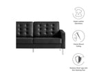EEI-3388-SLV-BLK Loft Tufted Vegan Leather Loveseat By Modway