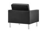 EEI-3391-SLV-BLK Loft Tufted Vegan Leather Armchair By Modway
