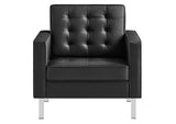 EEI-3391-SLV-BLK Loft Tufted Vegan Leather Armchair By Modway