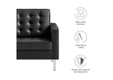 EEI-3391-SLV-BLK Loft Tufted Vegan Leather Armchair By Modway