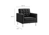 EEI-3391-SLV-BLK Loft Tufted Vegan Leather Armchair By Modway