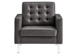 EEI-4101-SLV-GRY Loft Tufted Vegan Leather Armchairs Set Of 2 By Modway