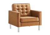 EEI-3391-SLV-TAN Loft Tufted Vegan Leather Armchair By Modway