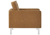 EEI-3391-SLV-TAN Loft Tufted Vegan Leather Armchair By Modway