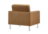EEI-3391-SLV-TAN Loft Tufted Vegan Leather Armchair By Modway