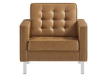 EEI-3391-SLV-TAN Loft Tufted Vegan Leather Armchair By Modway