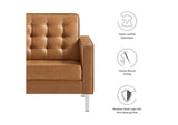 EEI-3391-SLV-TAN Loft Tufted Vegan Leather Armchair By Modway