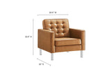 EEI-3391-SLV-TAN Loft Tufted Vegan Leather Armchair By Modway