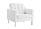 EEI-3391-SLV-WHI Loft Tufted Vegan Leather Armchair By Modway