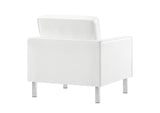 EEI-6409-SLV-WHI-SET Loft Tufted Vegan Leather Armchair And Ottoman Set By Modway