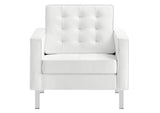 EEI-3391-SLV-WHI Loft Tufted Vegan Leather Armchair By Modway