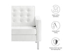 EEI-3391-SLV-WHI Loft Tufted Vegan Leather Armchair By Modway