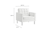EEI-3391-SLV-WHI Loft Tufted Vegan Leather Armchair By Modway
