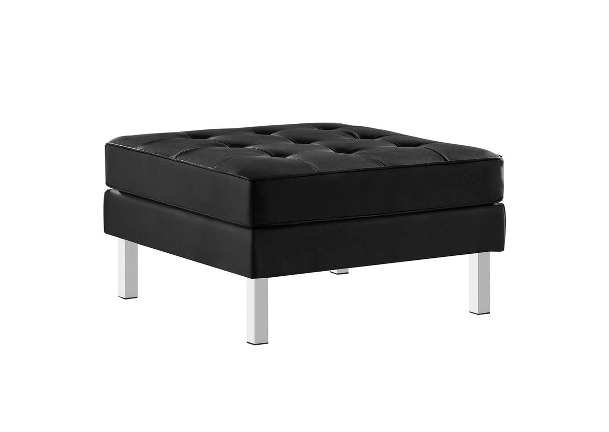 EEI-3394-SLV-BLK Loft Tufted Vegan Leather Ottoman By Modway