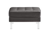 EEI-3394-SLV-GRY Loft Tufted Vegan Leather Ottoman By Modway