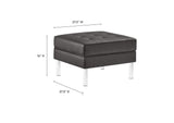 EEI-3394-SLV-GRY Loft Tufted Vegan Leather Ottoman By Modway