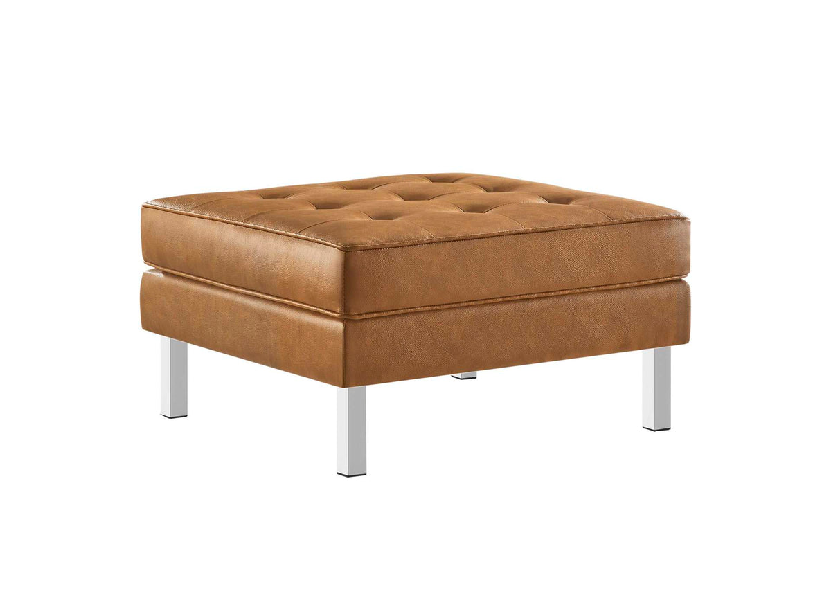 EEI-3394-SLV-TAN Loft Tufted Vegan Leather Ottoman By Modway