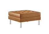 EEI-3394-SLV-TAN Loft Tufted Vegan Leather Ottoman By Modway