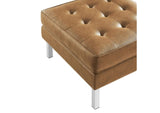 EEI-3394-SLV-TAN Loft Tufted Vegan Leather Ottoman By Modway
