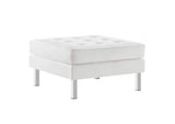 EEI-3394-SLV-WHI Loft Tufted Vegan Leather Ottoman By Modway