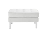 EEI-3394-SLV-WHI Loft Tufted Vegan Leather Ottoman By Modway