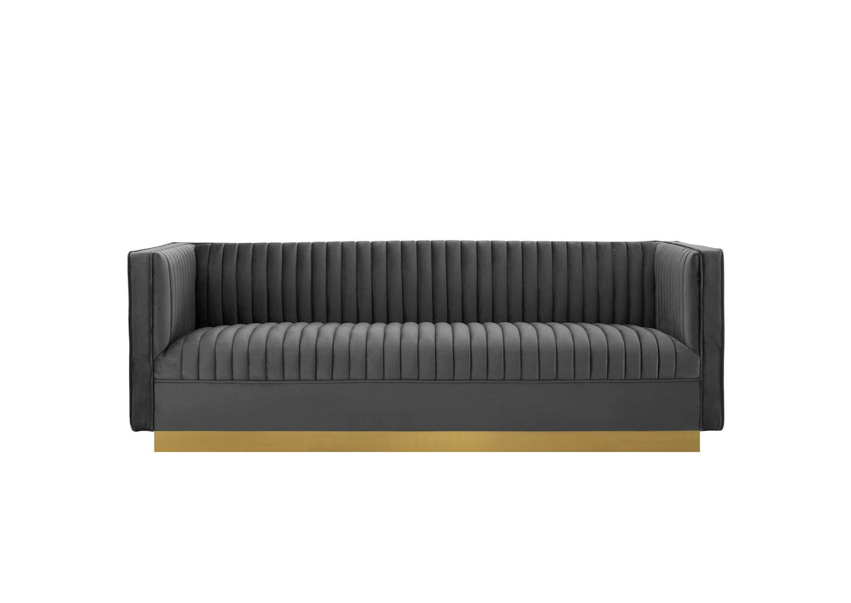 EEI-3405-GRY Sanguine Vertical Channel Tufted Performance Velvet Sofa By Modway