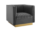EEI-3406-GRY Sanguine Vertical Channel Tufted Accent Performance Velvet Armchair By Modway