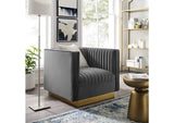 EEI-3406-GRY Sanguine Vertical Channel Tufted Accent Performance Velvet Armchair By Modway