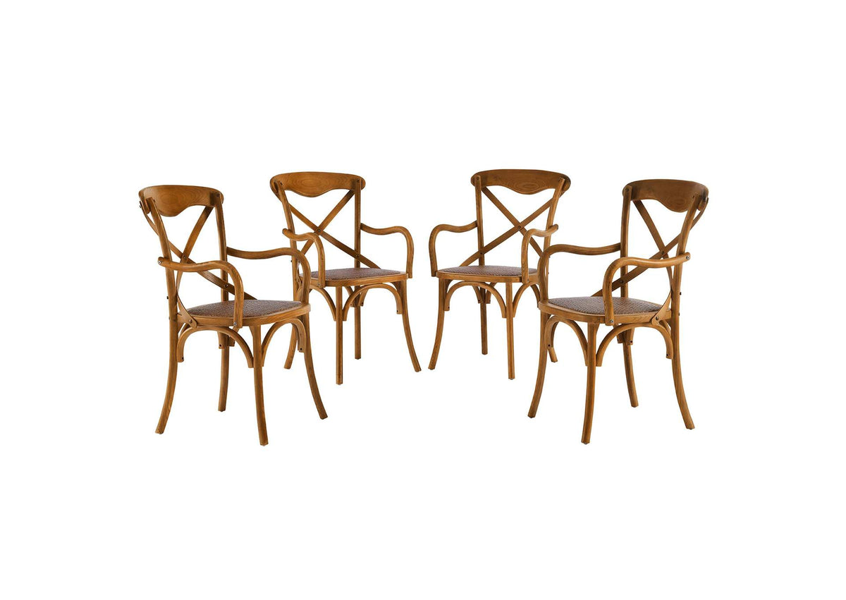 EEI-3480-WAL Gear Dining Armchair Set Of 4 By Modway
