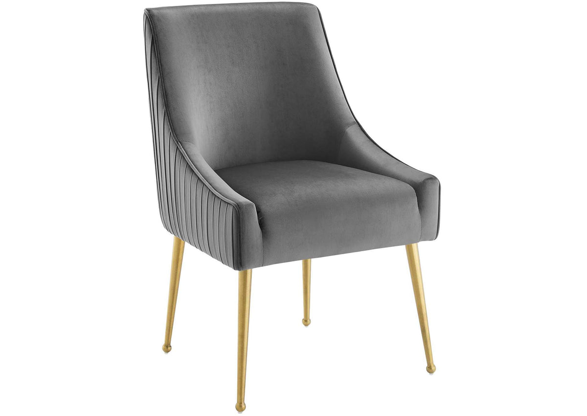 EEI-3509-GRY Discern Pleated Back Upholstered Performance Velvet Dining Chair By Modway
