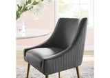 EEI-3509-GRY Discern Pleated Back Upholstered Performance Velvet Dining Chair By Modway