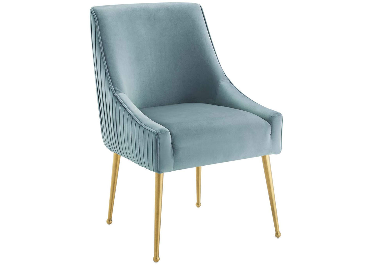 EEI-3509-LBU Discern Pleated Back Upholstered Performance Velvet Dining Chair By Modway