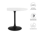 EEI-3511-BLK-WHI Lippa 36" Round Wood Dining Table By Modway
