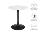 EEI-3515-BLK-WHI Lippa 28" Round Faux Marble Dining Table By Modway