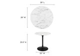 EEI-3515-BLK-WHI Lippa 28" Round Faux Marble Dining Table By Modway