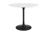EEI-3516-BLK-WHI Lippa 36" Round Faux Marble Dining Table By Modway