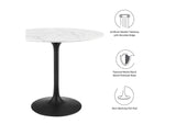 EEI-3516-BLK-WHI Lippa 36" Round Faux Marble Dining Table By Modway