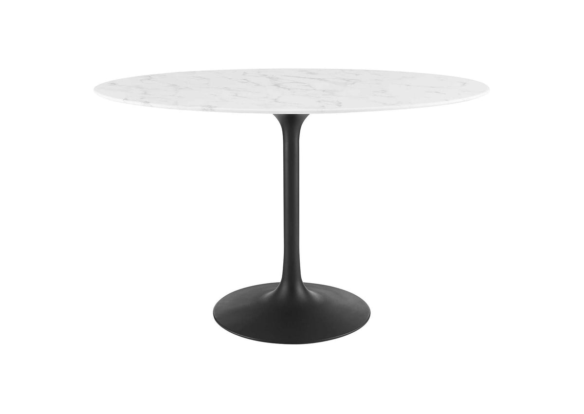 EEI-3518-BLK-WHI Lippa 48" Oval Faux Marble Dining Table By Modway