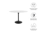EEI-3518-BLK-WHI Lippa 48" Oval Faux Marble Dining Table By Modway
