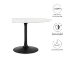 EEI-3522-BLK-WHI Lippa 48" Round Wood Dining Table By Modway